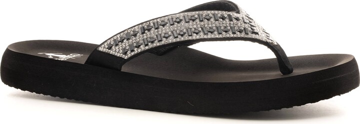 Corkys Footwear Glitzy Hibiscus Flip Flop in Black/Clear - ShopStyle