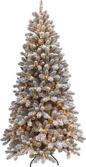 Holiday Bright Lights HolidayBrightLights1-2TreeChristmasTree,FullLED450ctFlockKingPineColorChanging-7ft.