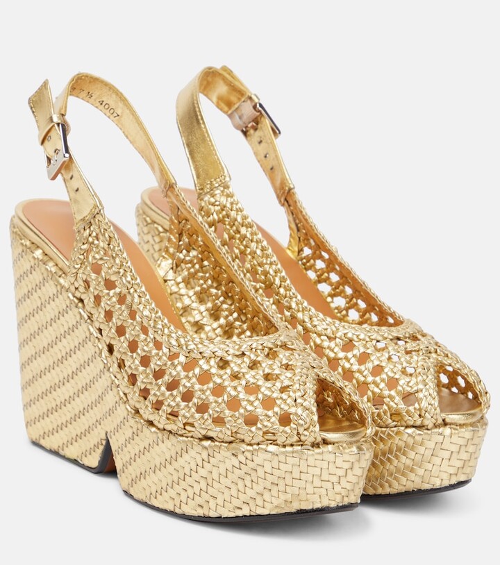 gold platform wedges