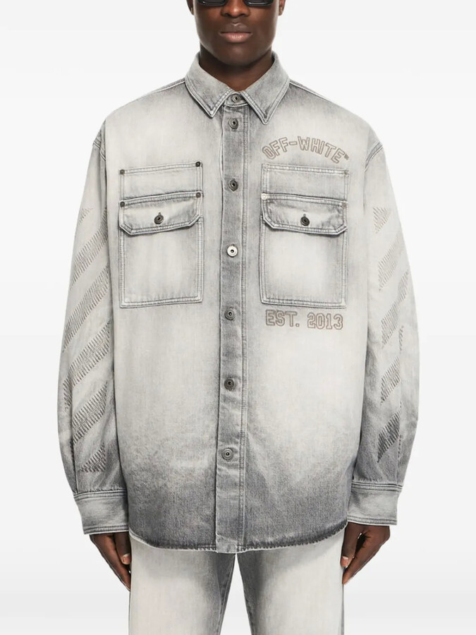 Off-White Diagonal Embroidery faded overshirt