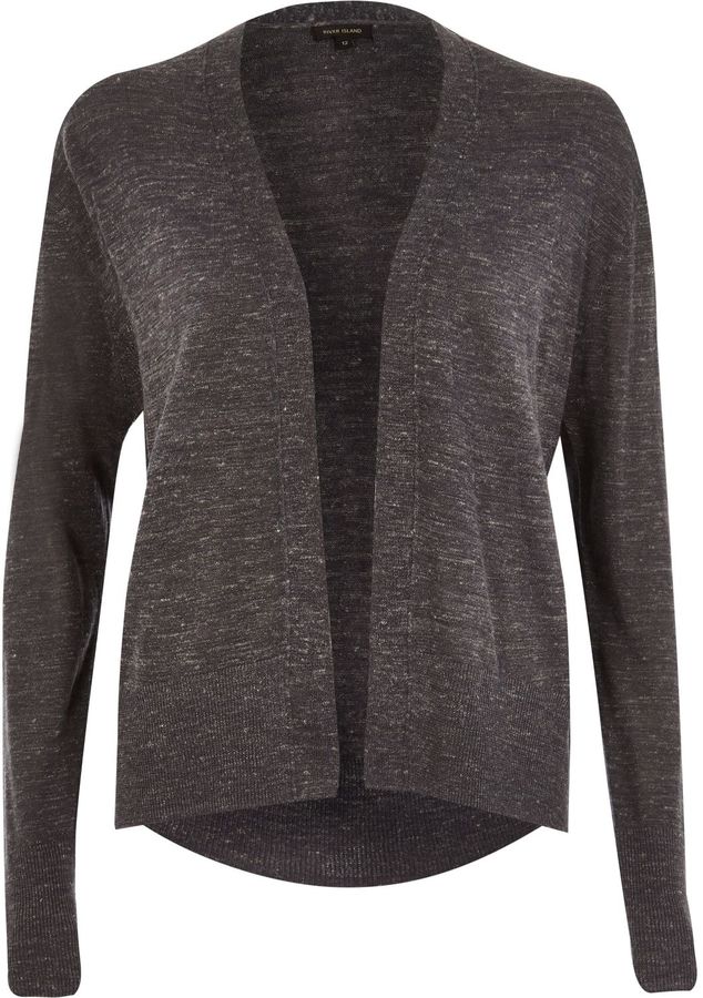 River Island Womens Dark grey metallic flecked cardigan ShopStyle