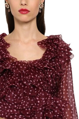 Dolce & Gabbana Cropped Organza Polka Dot Wrap Shirt