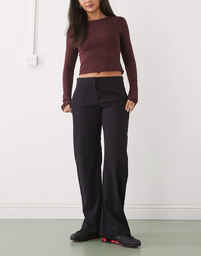 Weekday wide leg tailored pants in black
