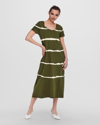 Only Women's Green Midi Dresses - Sassy Short Sleeve Midi Dress - Size One Size, M at The Iconic