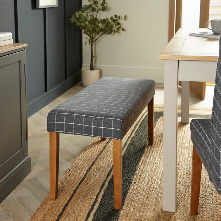 Dunelm Oswald Dining Bench, Grey Fabric Grey/White ShopStyle