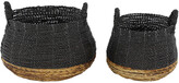 Thumbnail for your product : Uma Enterprises Set Of 2 Color-Blocked Banana Leaf Storage Baskets