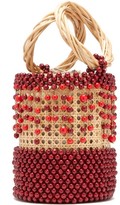 Thumbnail for your product : Rosantica Cora Beaded Wicker Bucket Bag - Burgundy Multi