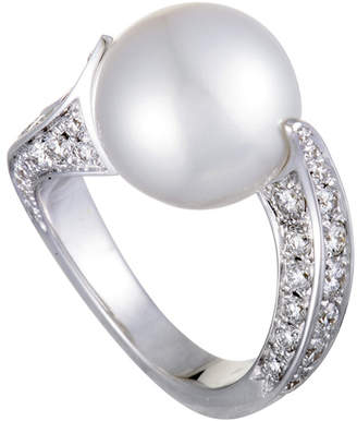 Mikimoto 18K 1.20 Ct. Tw. Diamond & 11Mm Pearl Ring
