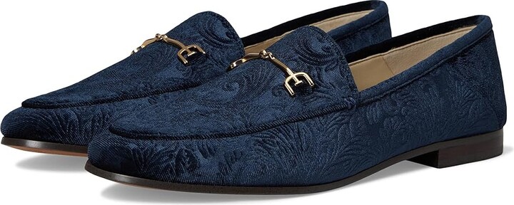 Sam Edelman Loraine Loafer/Moc Shoes Women's Flat Shoes Ocean Navy Velvet : 6 M, Polyester