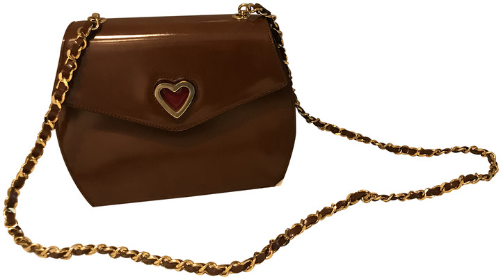 moschino brown leather bag