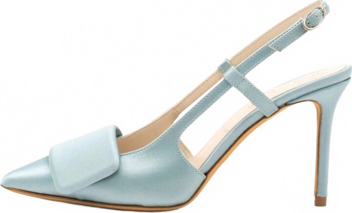 Something Bleu Women's Halen Satin Slingback Pumps Sandal In Light Blue