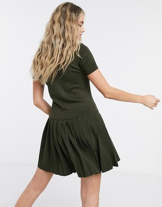 Love Moschino pleated logo skirt jumper dress in green