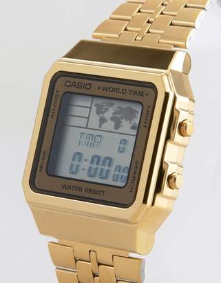 Casio Digital Map Watch In Gold A500WGA-1DF