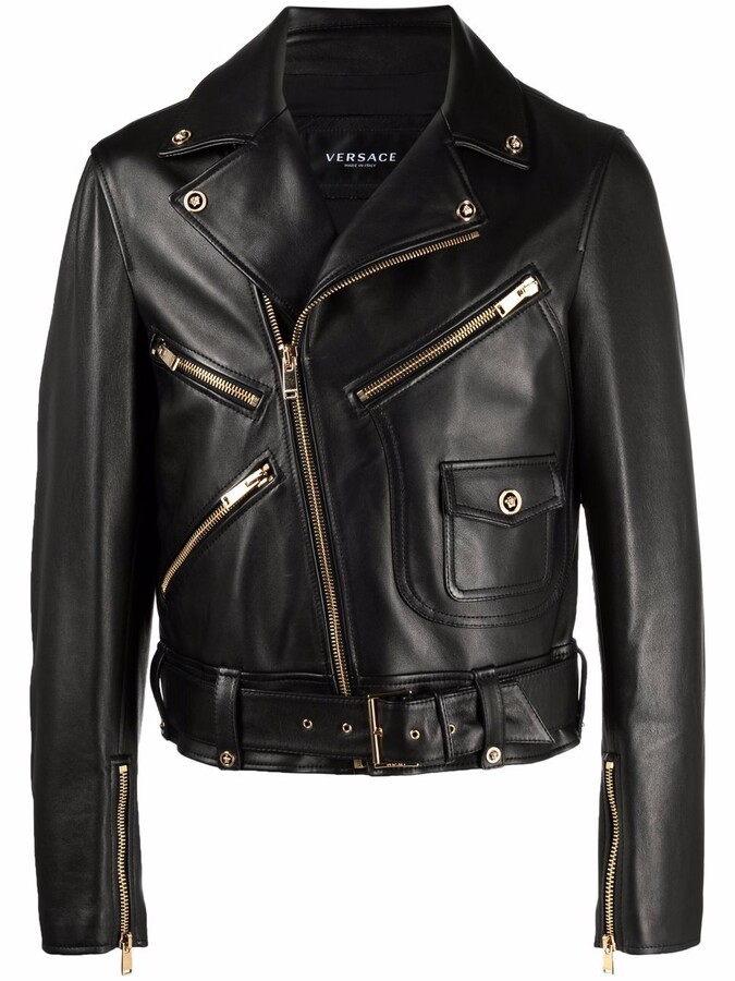 Overbevisende tønde Slutning Versace Nappa leather biker jacket - ShopStyle