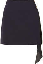 Givenchy - Pleated Georgette-paneled Wool Mini Skirt - Navy