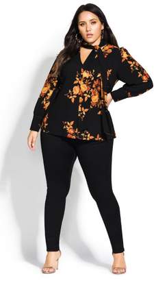 City Chic Citychic Golden Floral Top - black