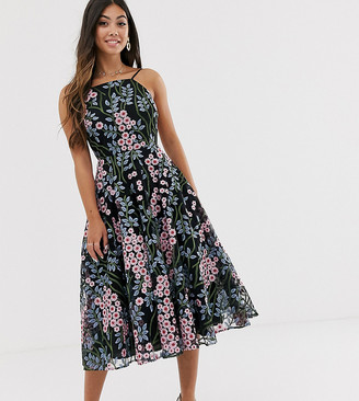 asos edition floral embroidered halter prom midi dress