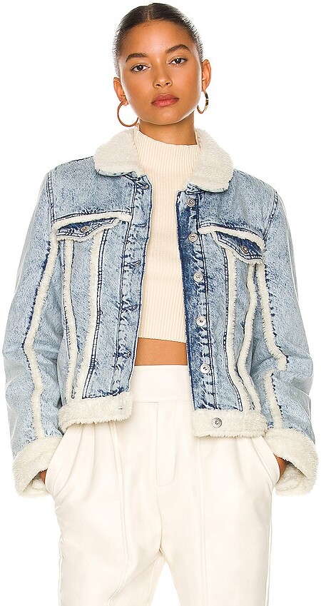 black denim sherpa jacket women's