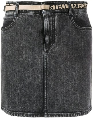 black denim skirt with belt loops