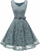 Thumbnail for your product : Dressystar 0010 Short Floral Lace Bridesmaid Dress Cocktail Party Dress V Neck XXXL Lavender