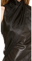 Thumbnail for your product : Sally LaPointe Leather Shell with Organza Halter