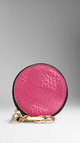 Thumbnail for your product : Burberry Embossed Check Leather Round Coin Case