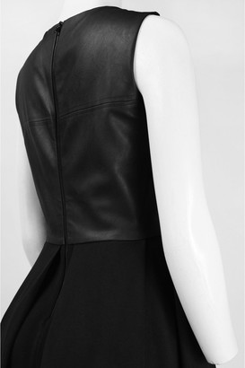 Taylor Jewel Neck Leather A-line Dress 5755M