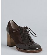 Thumbnail for your product : Dolce & Gabbana brown calf hair and patent tooled oxford pumps
