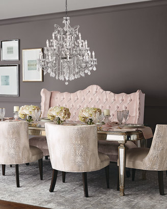 John-Richard Collection Tiffany Chair, Isabella Banquette, & Eliza Antiqued Mirrored Dining Table
