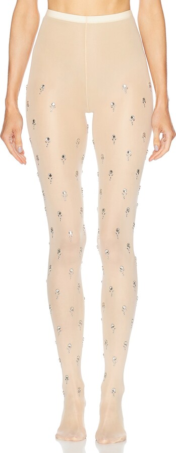 RABANNE Embellished Tights in Peach