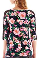 Thumbnail for your product : JCPenney Decree -Sleeve Lace Print Top
