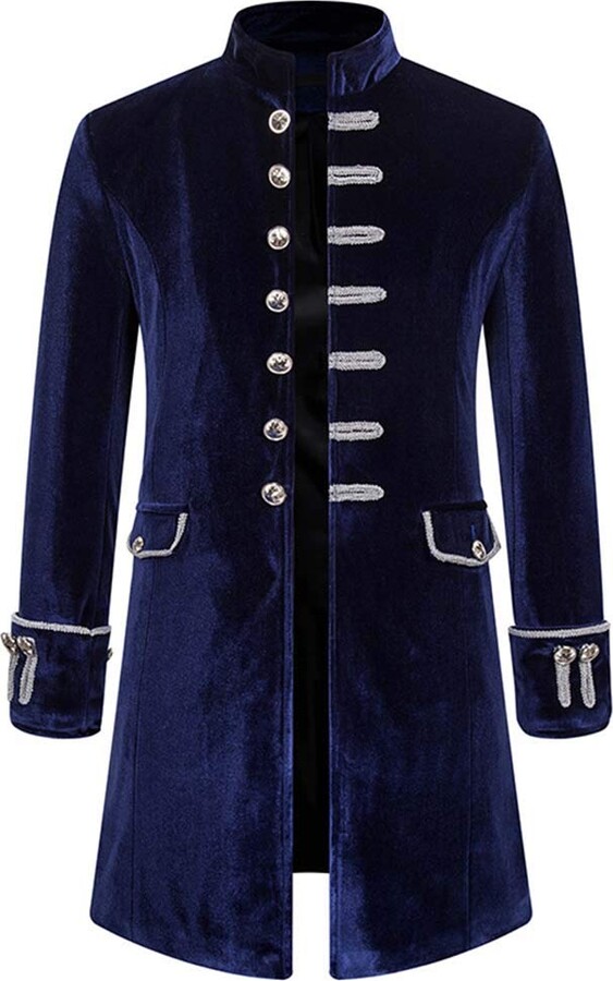 kewing Vintage Velvet Steampunk Coat for Men - Retro Gothic Victorian ...