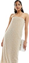 Thumbnail for your product : And other stories & bandeau midi dress with sequin and faux pearl embellishment in champagne