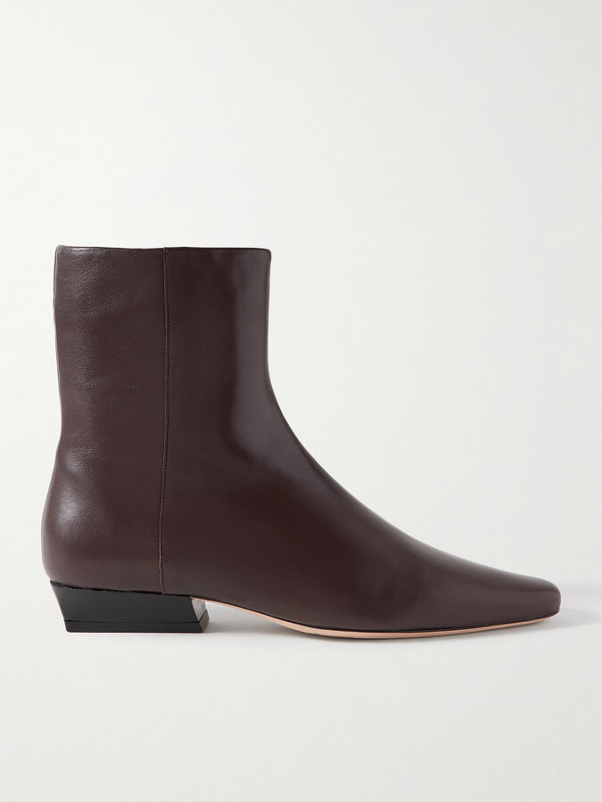 STAUD Wally Leather Ankle Boots - Brown