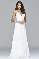 Thumbnail for your product : Faviana s7933 Long dress with lace bodice and tiered skirt