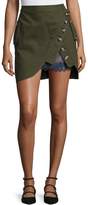 Thumbnail for your product : Self-Portrait Utility Miniskirt with Lace Insert, Khaki
