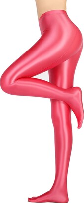 Women Shiny Glossy Opaque Leggings Super Elastic Slim Trousers Yoga Pants 