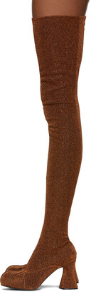 Stella McCartney Bronze Lurex Groove Over-The-Knee Sock Boots
