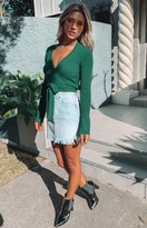Thumbnail for your product : Beginning Boutique Twisted Heart Wrap Knit Top Emerald