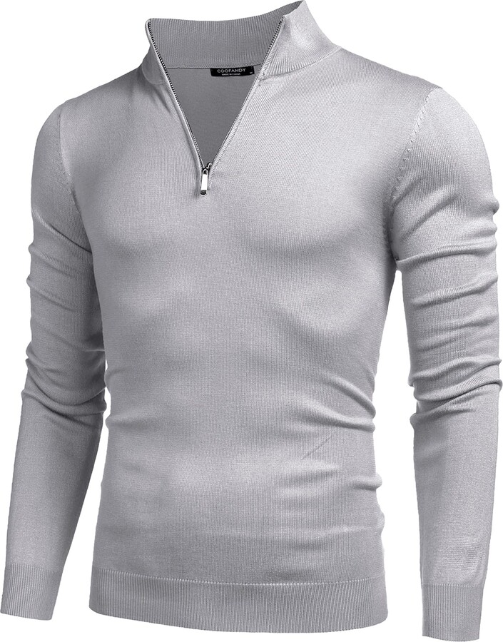 COOFANDY Mens Cotton Quarter Zip Jumpers Slim Fit Pullover Sweaters 1/4 Zip Sweatshirt 