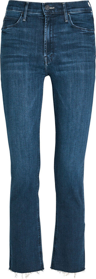 Mother The Dazzler Ankle Fray Slim Straight-leg Jeans