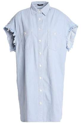R 13 Oversized Frayed Cotton-Chambray Shirt