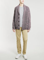Thumbnail for your product : Topman Burgundy/White Twist Shawl Collar Cardigan