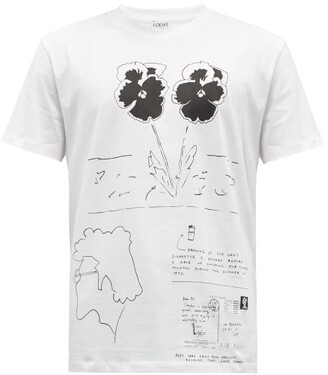 Loewe Pansy-collage Print Cotton-jersey T-shirt - White
