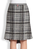 Thumbnail for your product : Thom Browne Plaid Flare-Front Wool Skirt