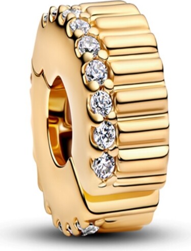 Pandora Clear Cubic Zirconia Ribbed Clip Charms