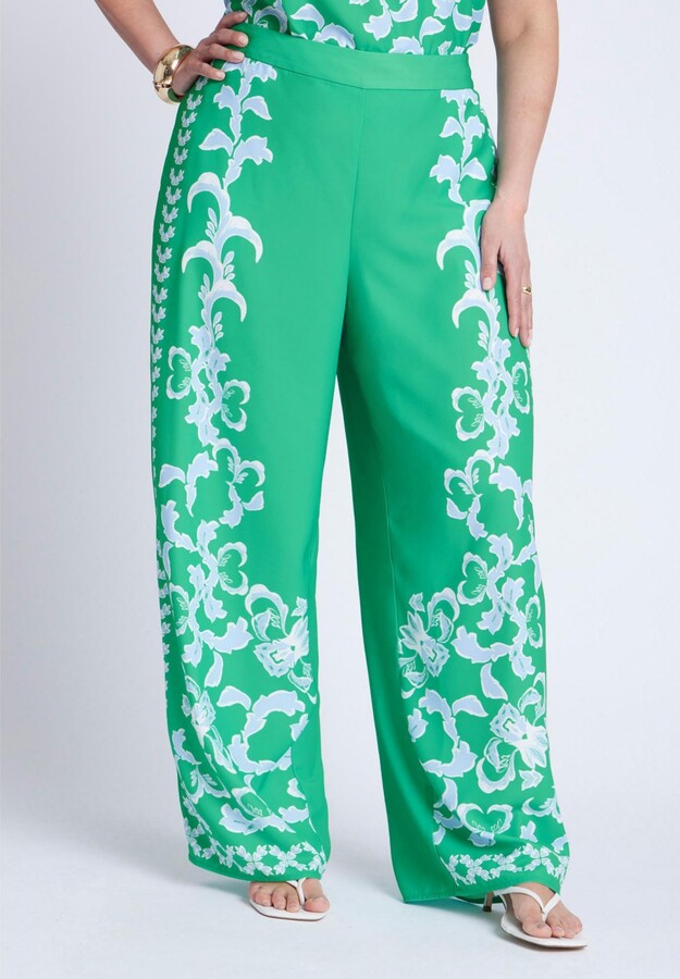 ELOQUII Women's Plus Size Placed Print Pull On Pant