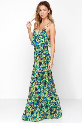 Le Mieux Amazonian Due Time Green Print Maxi Dress