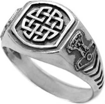 Etsy Celtic Shield Knot Viking With Thor Hammer Mens Ring Silver 925