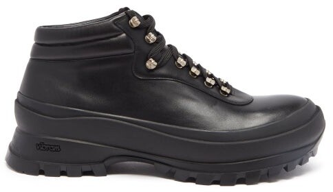 Jil Sander Vibram-sole Leather Hiking Boots - Black - ShopStyle